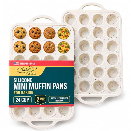 Silicone Mini Muffin Pan (Cream / Mini (24 Cups Pan, Pack of 2))