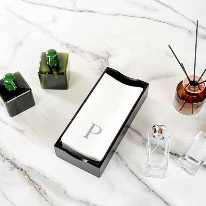 Luxenap 15.8 X 7.9 Inch Linen-Feel Guest Towels, 2000 Lettered Hand Towels - Silver Letter 'P', Sans Serif Font, White Paper Dinner Napkins, airlaid, For Restrooms And Tables - Restaurantware
