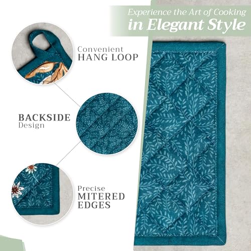 Pot Holders 100% Cotton Potholders (048 - Luxury Loft - Dark Teal / 8" x 8" (Pot Holder Pack of 1))