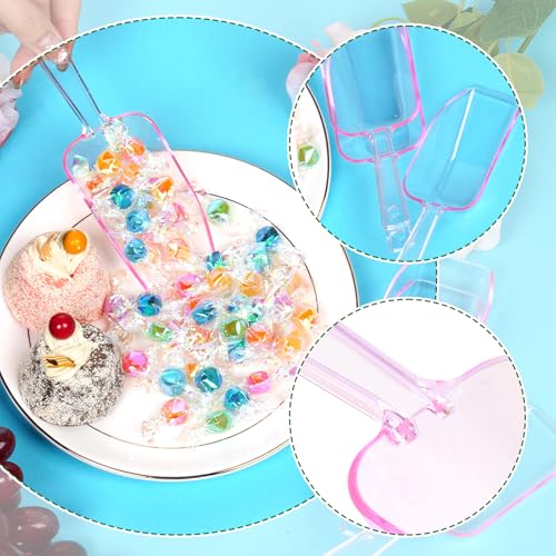 4Pcs Clear Plastic Ice Scoop for Freezer (Pink)