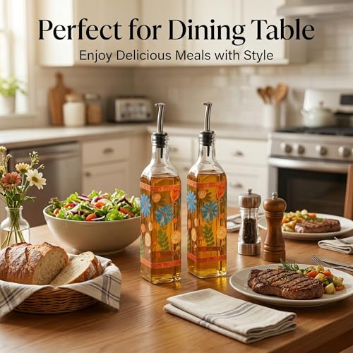 17oz Glass Olive Oil Dispenser Bottles Set of 2