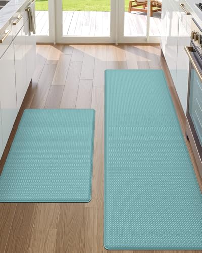 Kitchen Floor Mats Cushioned Anti Fatigue (Turquoise / 59"l X 17"w X 0.4"th + 29"l X 17"w X 0.4"th)