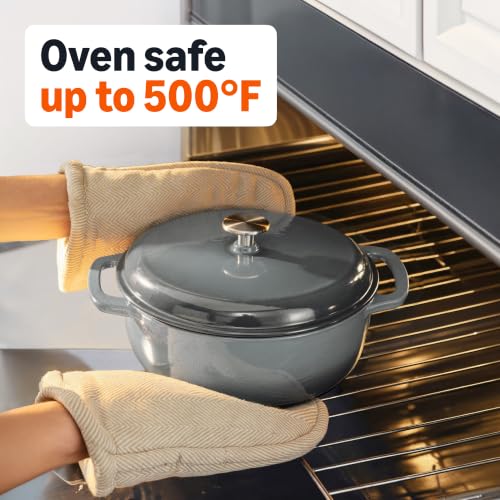 Enameled Cast Iron Dutch Oven Pot with Lid (Gray / 6-Quart)