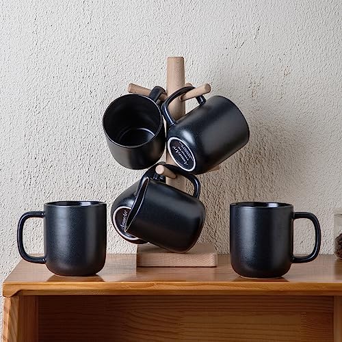 14oz Coffee Mugs Set of 6 (6 Count (Pack of 1) / Matte Black)