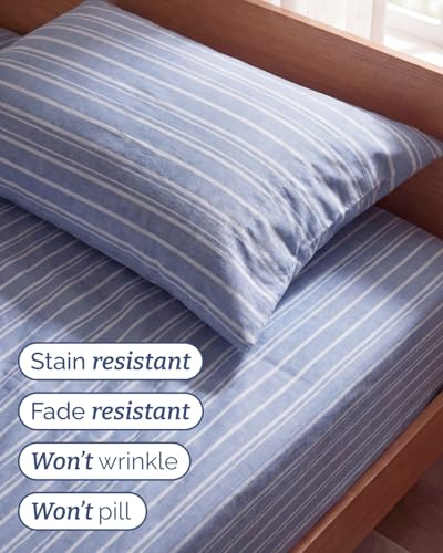 Twin Size 3 Piece Sheet Set (42 - Blue Stripes 3 / Twin)