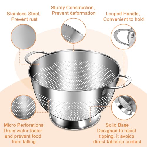 Stainless Steel Colander for Kitchen (5 QT)