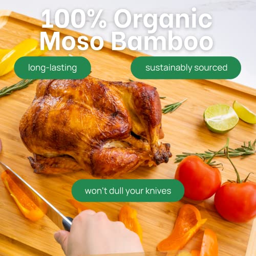 HUGE 24 Inch Bamboo Cutting Board with Lifetime Replacement (Two-Tone / 24"L x 18"W)