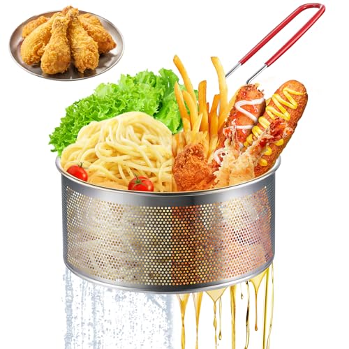 7 inch Deep Fryer Basket 304 Stainless Steel for Frying French Fries (7'' Deep Fry Basket)