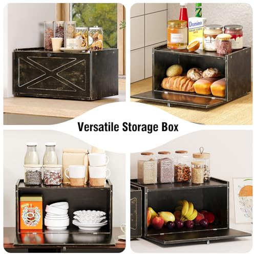 Bamboo Bread Box for Kitchen Counter Farmhouse Bread Storage Container Large Capacity Bread Storage Bin Bread Holder