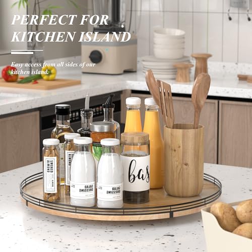 24 Inch Extra Large Farmhouse Oak Lazy Susan Organizer