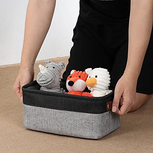 Small Storage Baskets for Shelves (Black&Grey / XS-12"x8"x5")