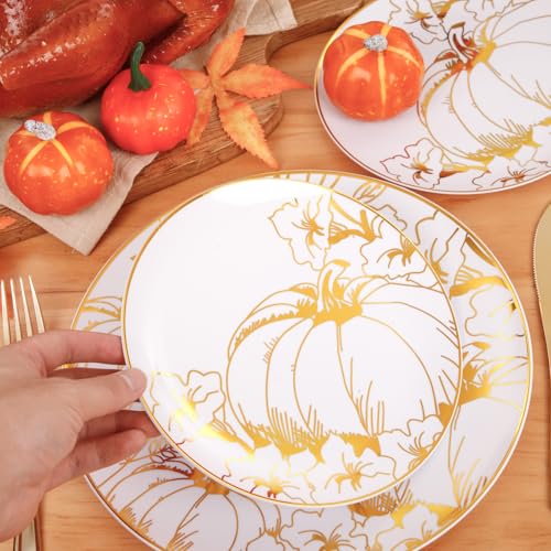 60PCS Thanksgiving Plates & Gold Pumpkin Plates (60 Count)