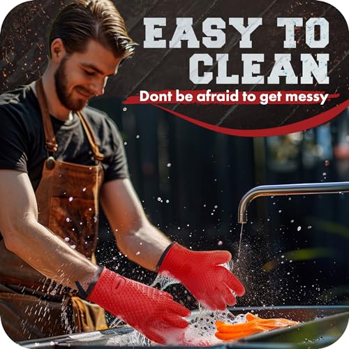 XL Silicone Smoker Oven Gloves (Red / X-Large)
