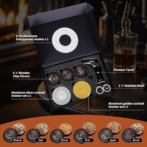 Cocktail Smoker Kit with Torch (gift set (Gold and silver))