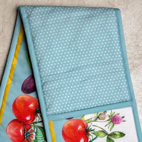 Double Oven Mitts 100% Cotton Double Oven Glove (042 - Giverny / 7" x 35" (Double Oven Mitt))