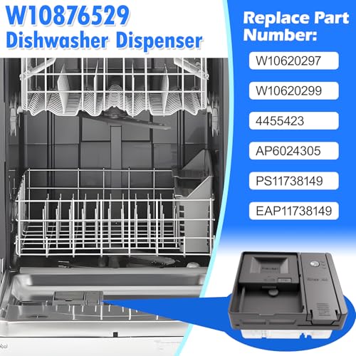 Upgraded W10876529 Dishwasher Detergent Dispenser Compatible with Whirlpool Kenmore Jenn