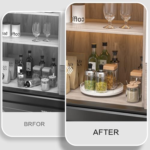 10 Inch Oak Lazy Susan Spice Organizer (White / 10)