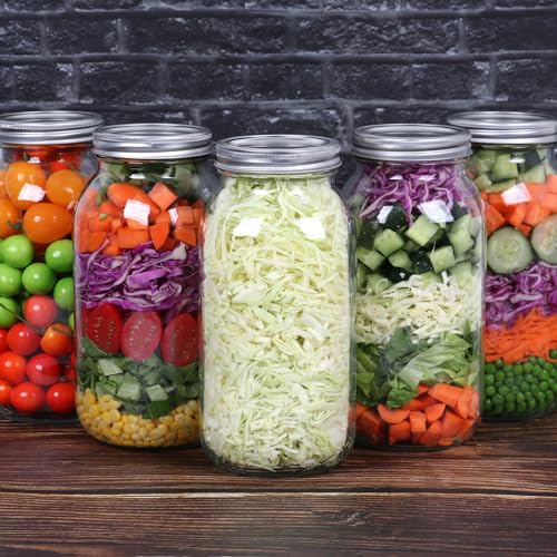 64oz Glass Wide Mouth Mason Jars (Silver Split Lids-64oz)