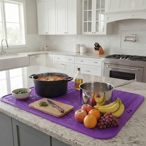 Silicone Dish Drying Mat for Multiple Usage (Purple / 24"L x 18"W)