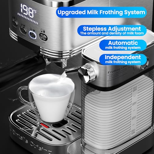 20 Bar Espresso Machine with Automatic Milk Frother (A-Silver)