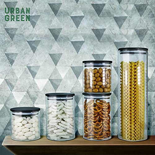 Glass Jars with Airtight Black Lids (6 Sets of 20oz)