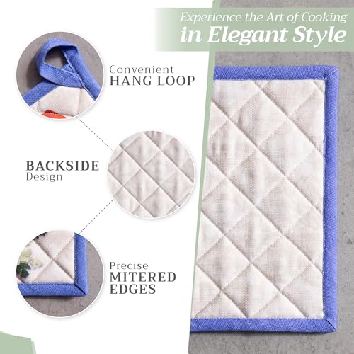 Pot Holders 100% Cotton Potholders (078 - Gourmand / 8" x 8" (Pot Holder Pack of 2))