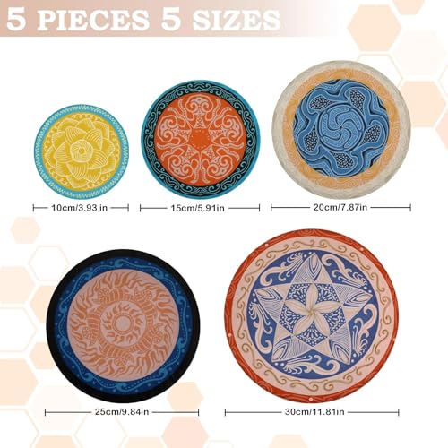 5Pcs Reusable Beeswax Elastic Bowl Covers for Bread Proofing and Food Cover (Concentric Circle)
