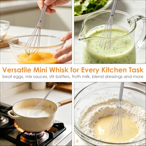 5 & 7 Inch Mini Whisks Anti (2pcs: Silver 5"+7")