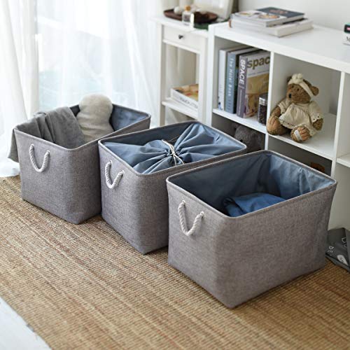 Storage Baskets for Organizing (Grey / 3PCS/Extra Jumbo - 20.5Lx15.7Wx13.8H)