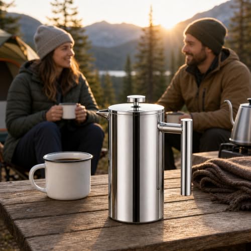 12 oz 350 ml Stainless Steel French Press Coffee Maker (12 oz / Silver)