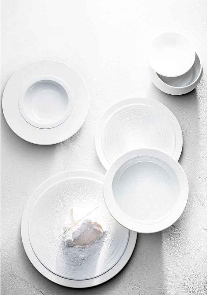 DEGRENNE Bahia French Salad Plate Set - Luxury Stoneware Dish Set for 4, Modern Ceramic Dishware for Kitchen, Made in France, Microwave Safe, Dishwasher Safe, 9” - Bluestone