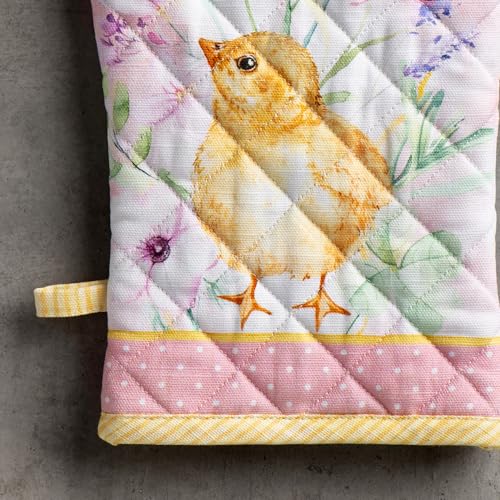 100% Cotton Oven Mitt & Pot Holder Set (095 - Easter Zest / 7.5" x 13" & 8" x 8" (Oven Mitt & Pot Holder))