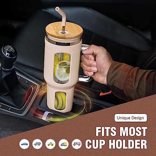 Glass Tumbler with Lid and Straw (Amber / 46 Ounces)