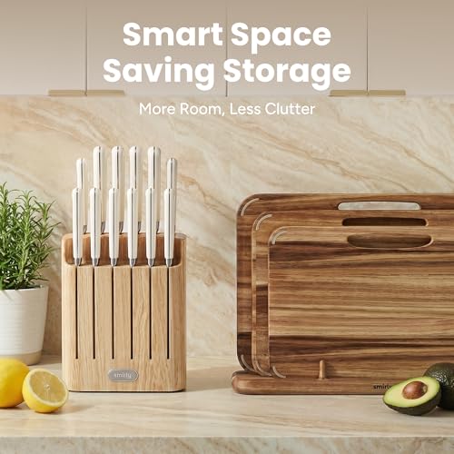14 Piece Kitchen Knife Set with Block (Cream White)