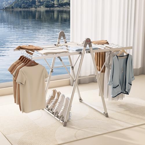 Heating Clothes Drying Rack Foldable Shoes Socks Silvery Gray