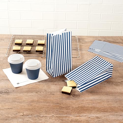 Blue And White Stripe Paper Bag (4 lb / Blue & White)