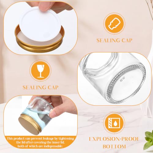 24 Pcs 4 oz Glass Jars with Gold Lid and Inner Liners (Clear,Gold / 4 oz)