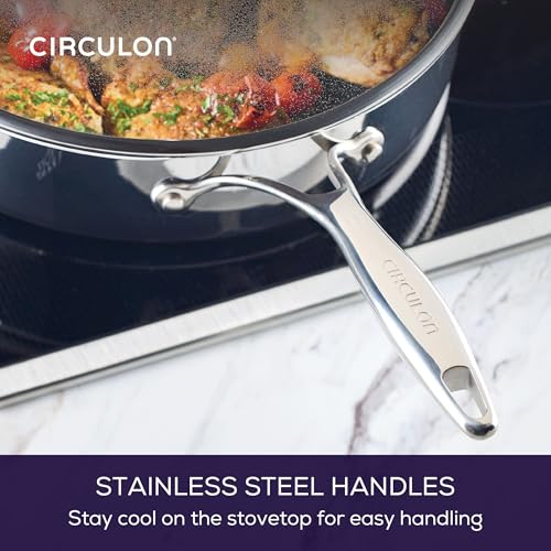 C1 Series Clad Stainless Steel with ScratchDefense Technology Cookware Nonstick Induction Saute Pan with Lid and Helper Handle (5 Quart)