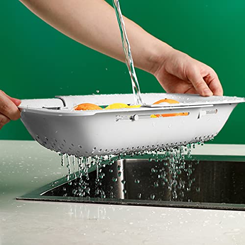 Collapsible Sink Colanders and Strainers Basket Over the Sink Colander Collapsible Colander Extendable Plastic Fruit Vegetable Strainer Drainer Basket for Kitchen