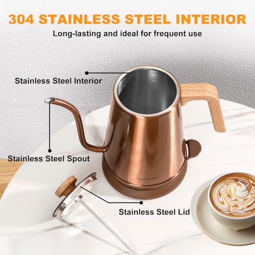 Electric Gooseneck Kettle with Thermometer (COPPER)