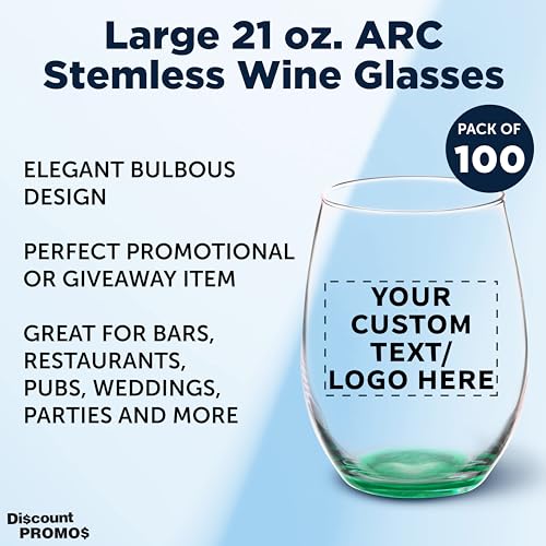 100 ARC Stemless Wine Glasses Set (100 Count)