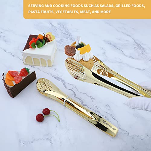 Stainless Steel Buffet Tongs (Gold 11" Serving Tongs)