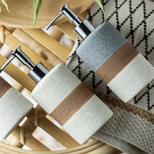 Ceramic Hand Soap Dispenser for Kitchen and Bathroom (White and White / 1xSoap Dispenser)