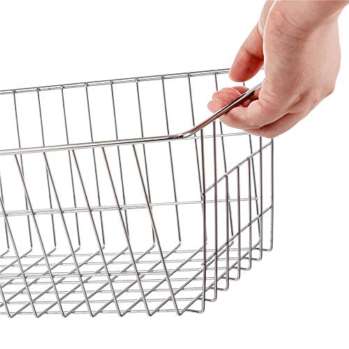 Farmhouse Freezer Bastets Organizer Bin Large Metal Wire Food Storage Organizer Bin Basket (3-P / Chrome)