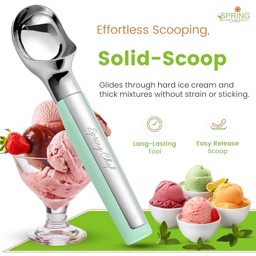 Heavy Duty Metal Ice Cream Scoop with Soft Grip Handle (Mint)