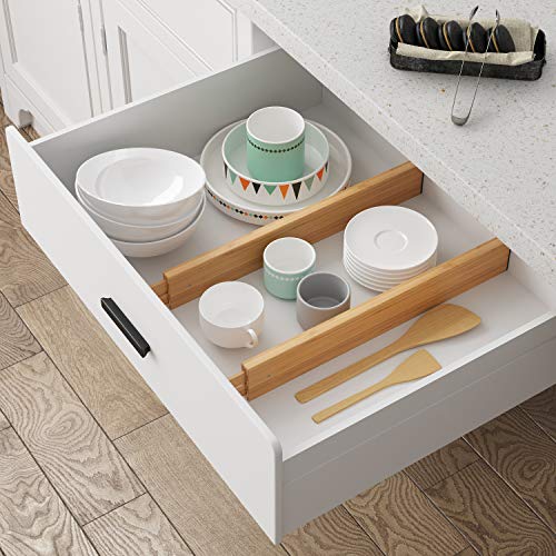 Bamboo Expandable Drawer Dividers (Natural / 2''H, 16.65''-22''L)