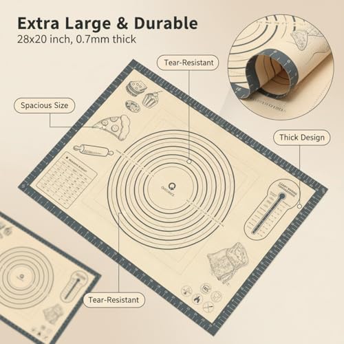 Silicone Baking Pastry Dough Mat (20"W x 28"L)
