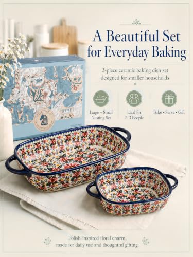 2 Piece Polish Pottery Style Ceramic Baking Dish Set (2 Count)