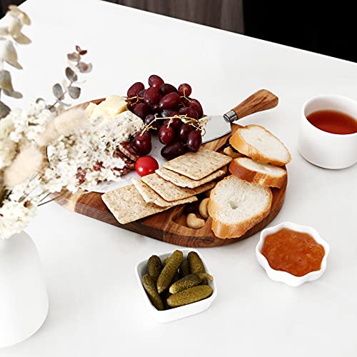 Oval Wooden Cheese Board Set (11"L x 7.5"W / White Marble)
