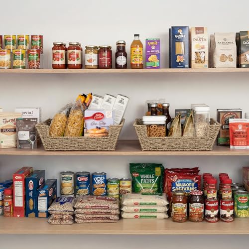 Pantry Baskets for Organizing (Natural(Seagrass) / 16 ½"L x 12 ½"W x 5"H)
